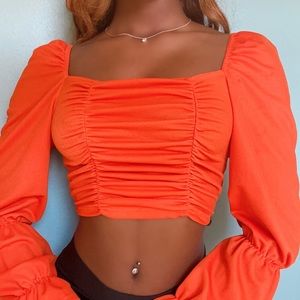 Ruched orange blouse
